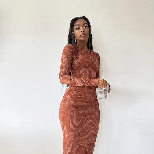 Litlookz Studio Y2K Marble Swirl Maxi Dress