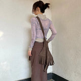 Litlookz Studio Y2K Mesh Turtleneck Top, view 2