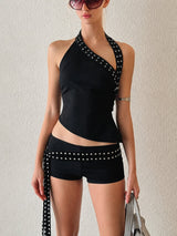 Litlookz Studio Y2K Metal Trim Top & Shorts Set, view 3