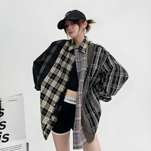 Litlookz Studio Y2K Multi Pattern Plaid Shirt