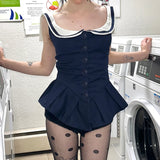 Litlookz Studio Y2K Nautical Button Mini Dress, view 2