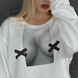Litlookz Studio Y2K No Nipples Sweatshirt, view 2