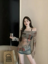 Litlookz Studio Y2K Off Shoulder Asymmetric Top, view 3