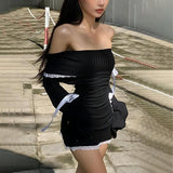 Litlookz Studio Y2K Off Shoulder Bow Mini Dress, view 2