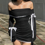 Litlookz Studio Y2K Off Shoulder Bow Mini Dress, view 4
