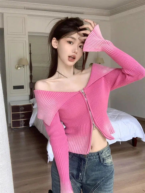 Litlookz Studio Y2K Off Shoulder Cardigan