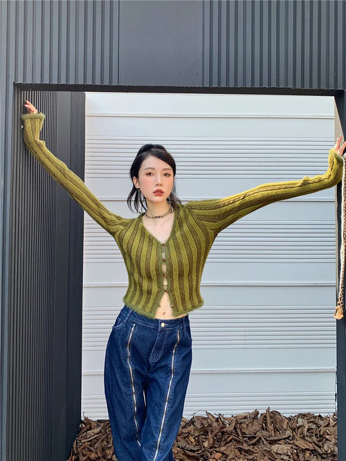 Litlookz Studio Y2K Olive Cardigan