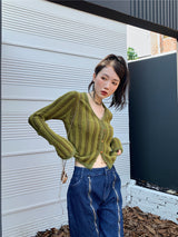 Litlookz Studio Y2K Olive Cardigan, view 2