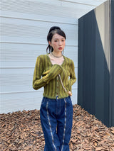 Litlookz Studio Y2K Olive Cardigan, view 3