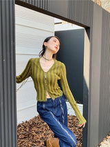 Litlookz Studio Y2K Olive Cardigan, view 5