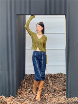 Litlookz Studio Y2K Olive Cardigan, view 6