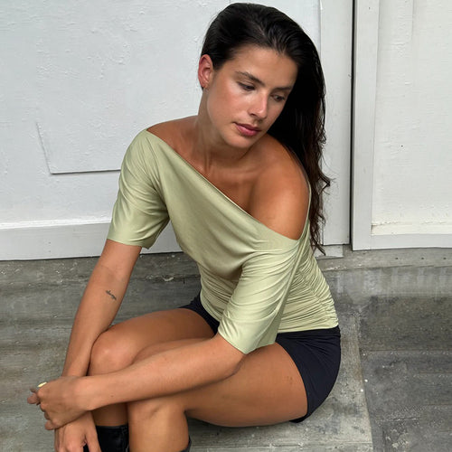 Litlookz Studio Y2K One Shoulder Ruched Top