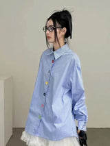 Litlookz Studio Y2K Oversized Stripe Button-Up Shirt, view 2