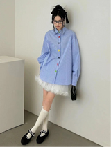 Litlookz Studio Y2K Oversized Stripe Button-Up Shirt, view 3