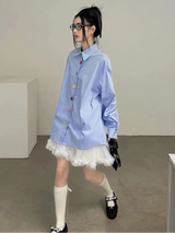 Litlookz Studio Y2K Oversized Stripe Button-Up Shirt, view 5