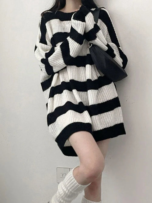 Litlookz Studio Y2K Oversized Striped Knit Sweater