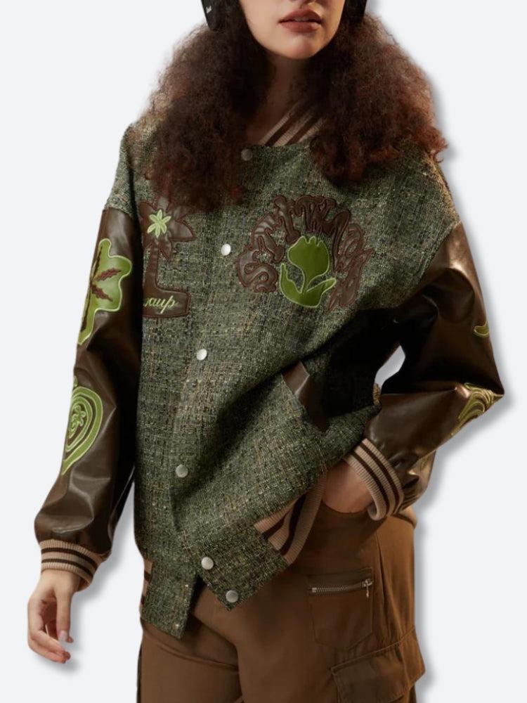 Litlookz Studio Y2K Patchwork Bomber Jacket