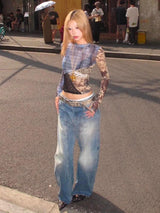 Litlookz Studio Y2K Patchwork Mesh Top, view 2