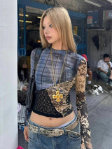 Litlookz Studio Y2K Patchwork Mesh Top, view 3