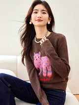 Litlookz Studio Y2K Pink Cat Sweater, view 2