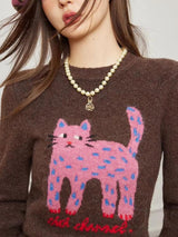 Litlookz Studio Y2K Pink Cat Sweater, view 3