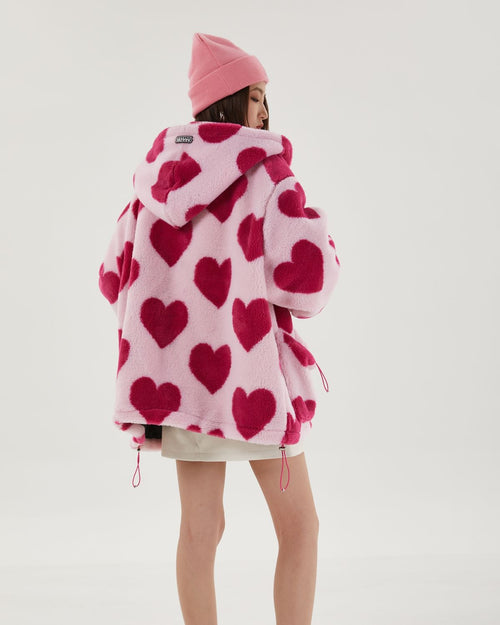 Litlookz Studio Y2K Pink Heart Pattern Jacket