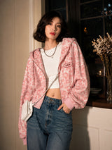 Litlookz Studio Y2K Pink Leopard Zip Hoodie, view 3