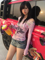Litlookz Studio Y2K Pink Mesh Top, view 2