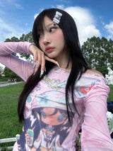 Litlookz Studio Y2K Pink Mesh Top, view 3