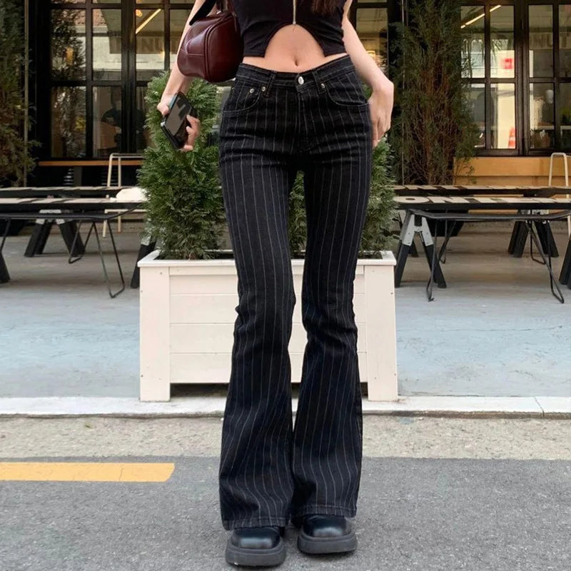 Litlookz Studio Y2K Pinstripe Flare Pants