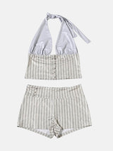 Litlookz Studio Y2K Pinstripe Halter & Shorts Set, view 5