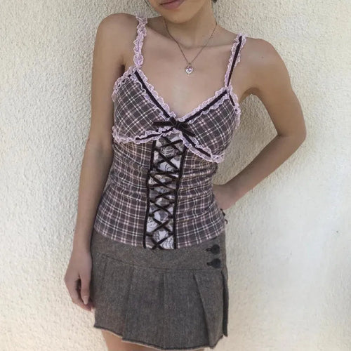 Litlookz Studio Y2K Plaid Cami Top