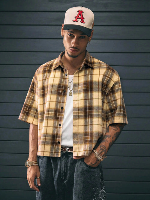 Litlookz Studio Y2K Plaid Cropped Shirt