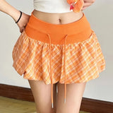 Litlookz Studio Y2K Plaid Drawstring Bubble Mini Skirt, view 2