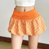 Litlookz Studio Y2K Plaid Drawstring Bubble Mini Skirt, view 4
