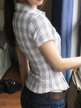 Litlookz Studio Y2K Plaid Fitted Shirt, view 5