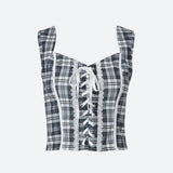 Litlookz Studio Y2K Plaid Lace Up Top, view 5