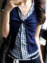 Litlookz Studio Y2K Plaid Layered Shirt, view 2