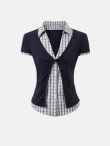 Litlookz Studio Y2K Plaid Layered Shirt, view 6