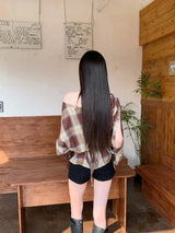 Litlookz Studio Y2K Plaid One Shoulder Top, view 2