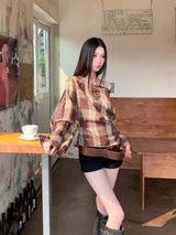 Litlookz Studio Y2K Plaid One Shoulder Top, view 3