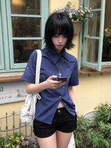 Litlookz Studio Y2K Plaid Short Sleeve Shirt, view 2