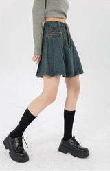Litlookz Studio Y2K Pleated Denim Mini Skirt, view 2