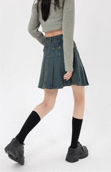 Litlookz Studio Y2K Pleated Denim Mini Skirt, view 3