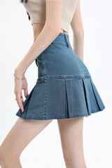 Litlookz Studio Y2K Pleated Jean Mini Skort, view 5