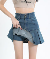 Litlookz Studio Y2K Pleated Jean Mini Skort, view 6