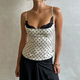 Litlookz Studio Y2K Polka Dot Lace Trim Top, view 2