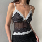 Litlookz Studio Y2K Polka Dot Mesh Top, view 2