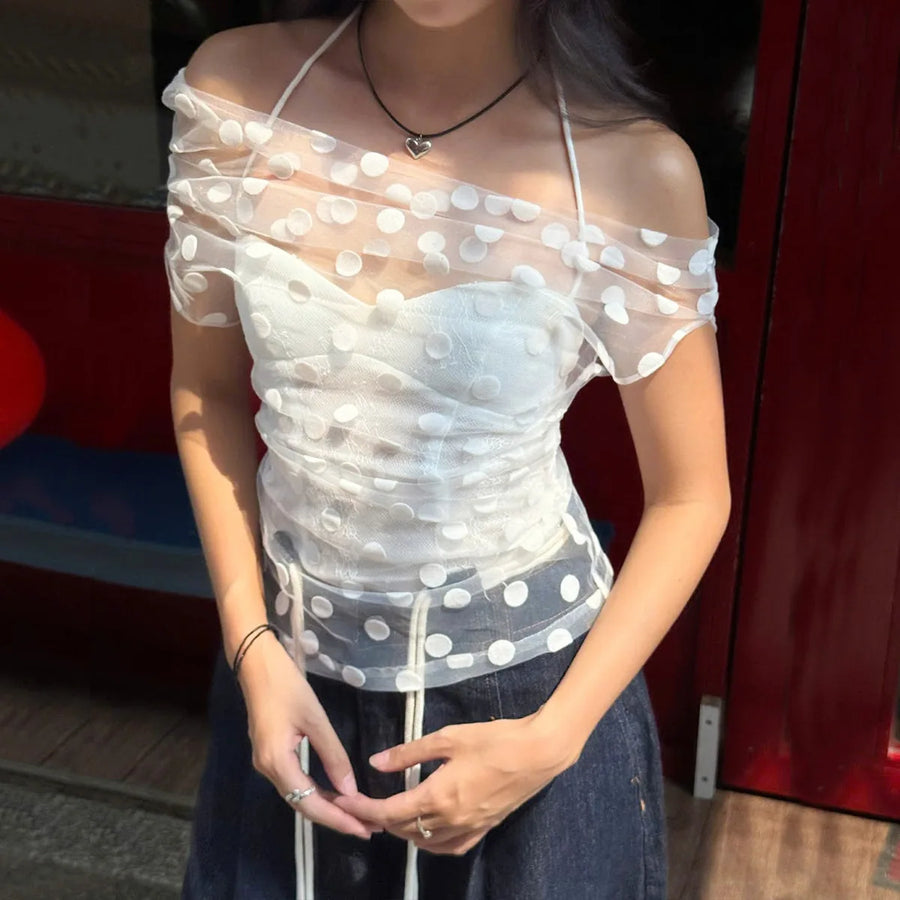 Litlookz Studio Y2K Polka Dot Mesh Tulle & Top
