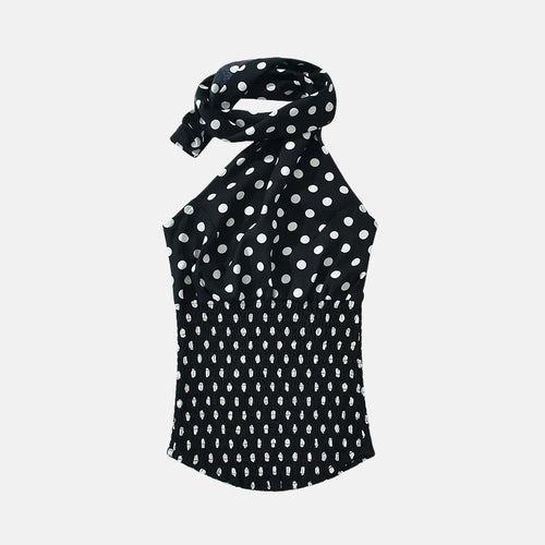 Litlookz Studio Y2K Polka Dot Scarf Halter Top
